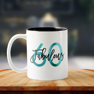 Fabulous 60:e Modern Elegant Teal Grönt Birthday Två-Tonad Mugg
