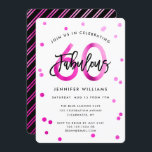 Fabulous 60:e | Modern Födelsedagsfest för Rosa av Inbjudningar<br><div class="desc">Fira din fantastiska 60:e Födelsedagsfest med dessa moderna,  elegant-,  chic- och partiinbjudningar med penselhandsbokstäver och rosa/svart design. Bakgrunden till färg kan ändras under "anpassa ytterligare". Del av uppsättningen "Fabulous 60:e".</div>