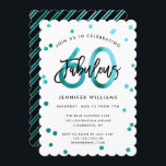 Fabulous 60:e | Modern Grönt Födelsedagsfest Inbjudningar<br><div class="desc">Fira din fantastiska 60:e Födelsedagsfest med dessa moderna,  elegant-,  chic- och partiinbjudningar med penselhandsbokstäver och teal grönt/svart design. Bakgrunden till färg kan ändras under "anpassa ytterligare". Del av uppsättningen "Fabulous 60:e".</div>
