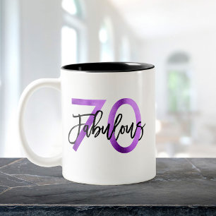 Fabulous 70:e   Modern Elegant Lila Birthday Två-Tonad Mugg
