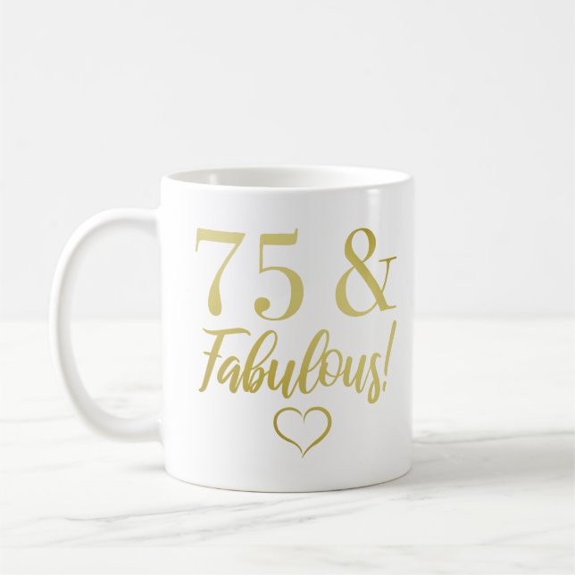 Fabulous 75:e Birthday (Guld) Kaffemugg (Vänster)