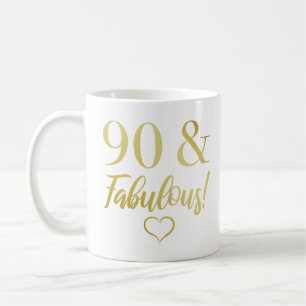 Fabulous 90:e Birthday (Guld) Kaffemugg