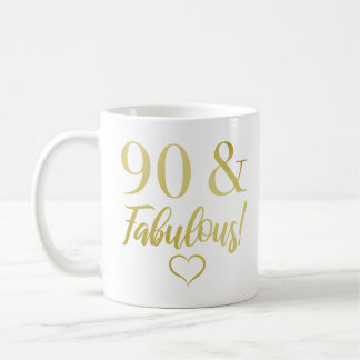 Fabulous 90:e Birthday (Guld) Kaffemugg