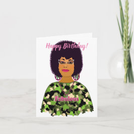 Fabulous African American Woman Grattis på födelse Kort