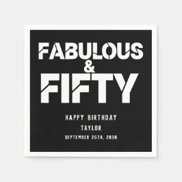 Fabulous and Fifty Birthday Bold Script Custom Pappersservett