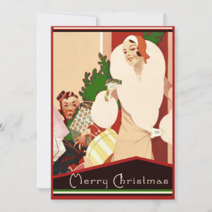 Fabulous Art Deco God jul Julkort