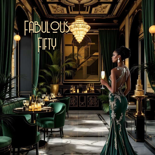 Fabulous Art deco Room Ethnic Woman Grönt Guld Inbjudningar (Skapare uppladdad)