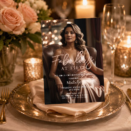 Fabulous at Fifty Rose Gold Foto 50-årsfirande Inbjudningar