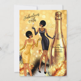 Fabulous Birthday Black Gold Dresses Champagne Inbjudningar