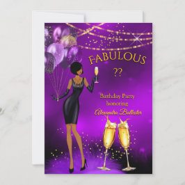 Fabulous Birthday Simple Black Dress Purple Party Inbjudningar
