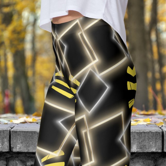 Fabulous Black Framed i Guld Mönster Leggings (Black framed in Gold Leggings)