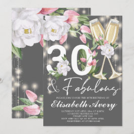 Fabulous Blommigt 30års födelsedag Party Inbjudningar