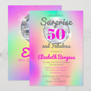 Fabulous Disco Tie Dye Rosa Chic Birthday Inbjudningar