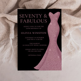 Fabulous Dress Elegant Womans 70 Birthday Inbjudningar