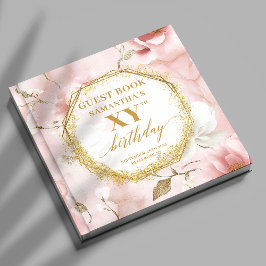 Fabulous Dusty Rosa Ivory Guld Birthday Guest Bok