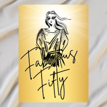 Fabulous femty Woman Guld Sketch 50:e födelsedagen