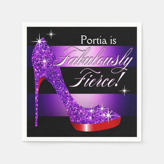 Fabulous Fierce Glittery Stiletto Rand lila Pappersservett (Framsidan)