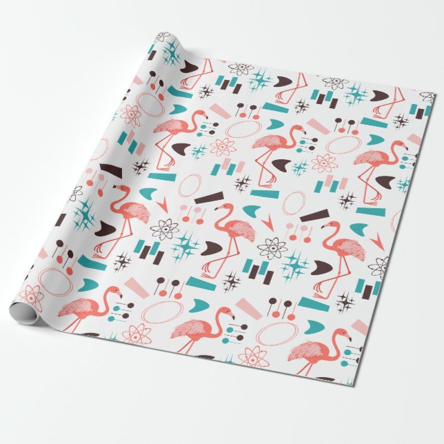 Fabulous Fifties Flamingos Presentpapper (Utrullad)