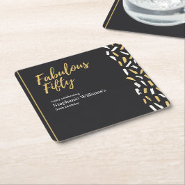 Fabulous Fifty Golden Modern Woman's 50th Birthday Underlägg Papper Kvadrat