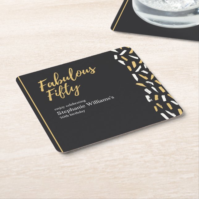 Fabulous Fifty Golden Modern Woman's 50th Birthday Underlägg Papper Kvadrat (Vinklad)