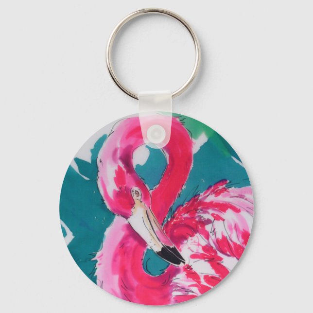 Fabulous Flamingo Bird Tropical Keychain Nyckelring (Framsida)