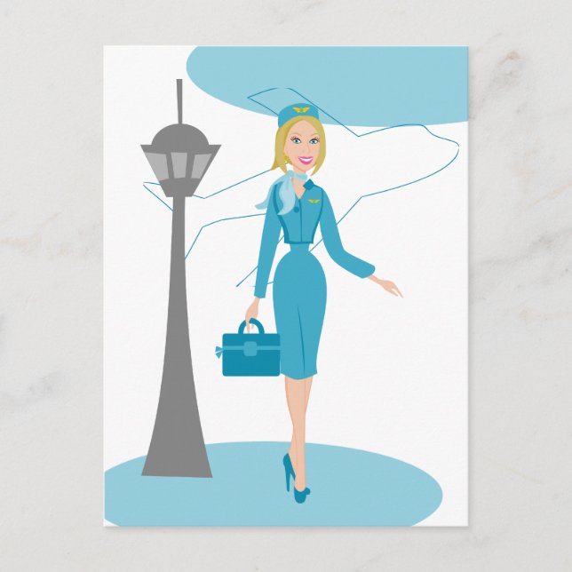 Fabulous Flight Attendant Vykort (Framsida)