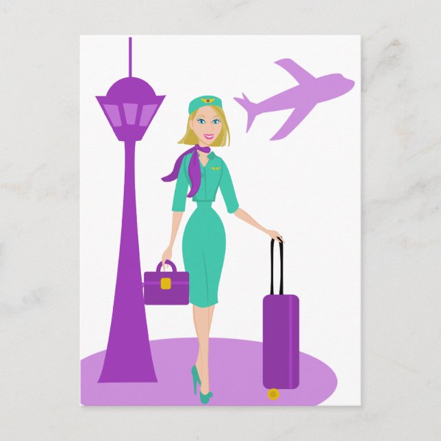 Fabulous Flight Attendant Vykort (Framsida)