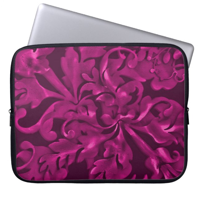 Fabulous Foliage Magenta Laptop Sleeve (Framsidan)