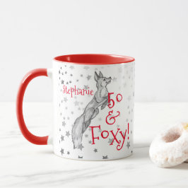 Fabulous Foxy 50:e födelsedag svart vit räv Mugg