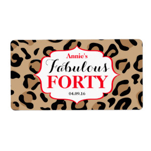Fabulous Fyrty Birthday Red Leopard Vattenflaska Fraktsedel