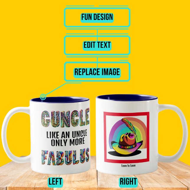 Fabulous Gay farbror Guncle Pride Två-Tonad Mugg (Please enjoy our design and see the others in the collection.)