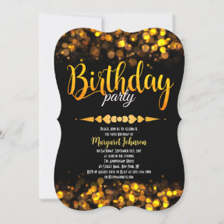 Fabulous Golden Glitter Bday Party Inbjudan