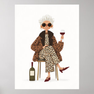 Fabulous Grandma in Leopard Stil Poster