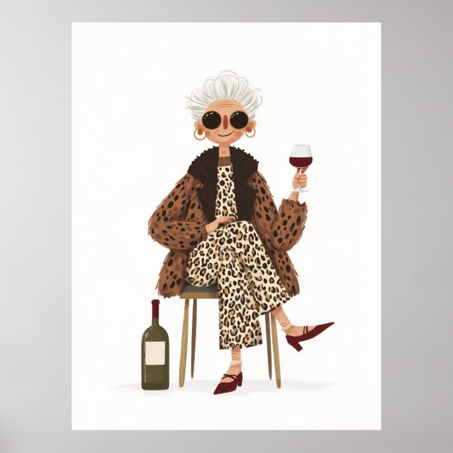 Fabulous Grandma in Leopard Stil Poster (Framsidan)