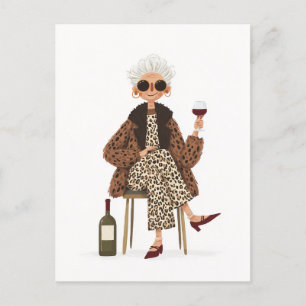 Fabulous Grandma in Leopard Stil Vykort