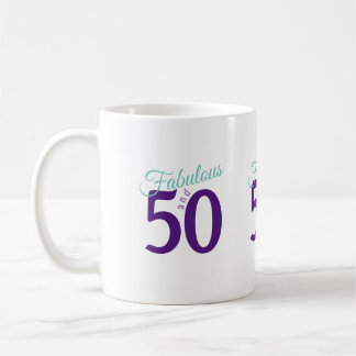 Fabulous Lila Teal Simple Modern 50:e födelsedagen Kaffemugg