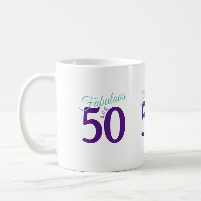 Fabulous Lila Teal Simple Modern 50:e födelsedagen Kaffemugg (Vänster)