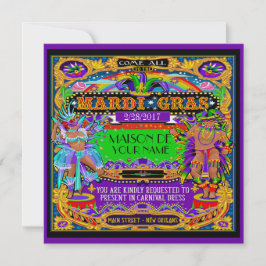FABULOUS Mardi Gras Carnival-inbjudan Inbjudningar