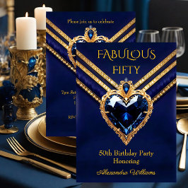 Fabulous Navy Gold Diamonds Elegant Birthday Party Inbjudningar