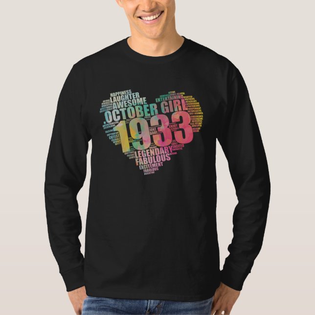 Fabulous October 1933 Girl Legendary & Awesome Big T Shirt (Framsida)