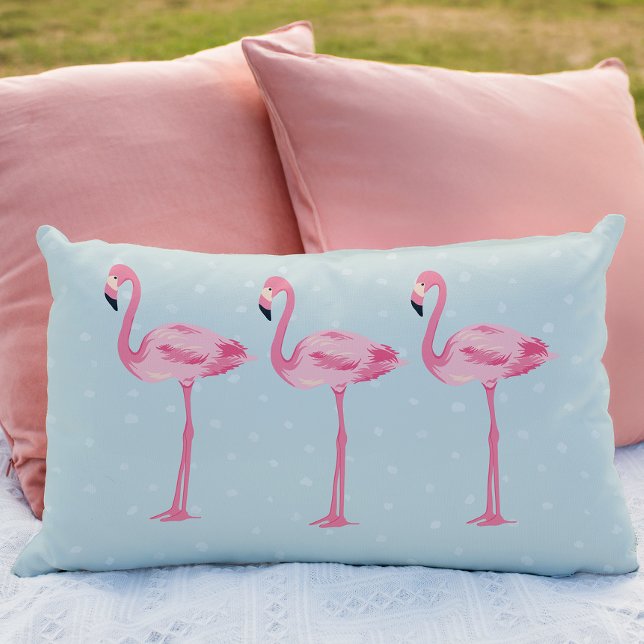 Fabulous Quirky Retro Rosa Flamingos Lumbarkudde (Be a Flamingo in a flock of pigeons... )