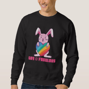 Fabulous Rainbow Rabbit Bunny Gay Lgbtq Lgbt Pride Lång Ärmad Tröja