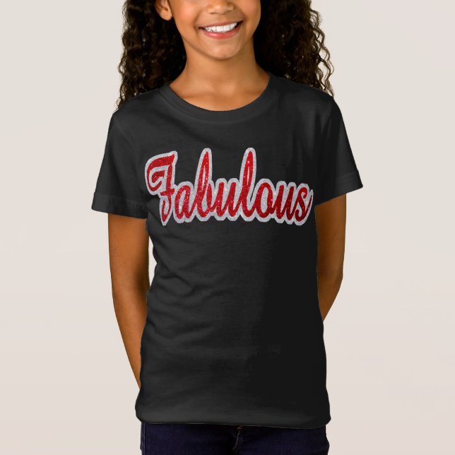 Fabulous - Red & Silver Glitter T-Shirt (Framsida)