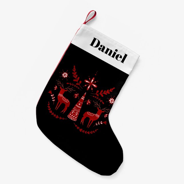 Fabulous Scandi Hjort Mönster Liten Julstrumpa (Framsidan (Hängande))