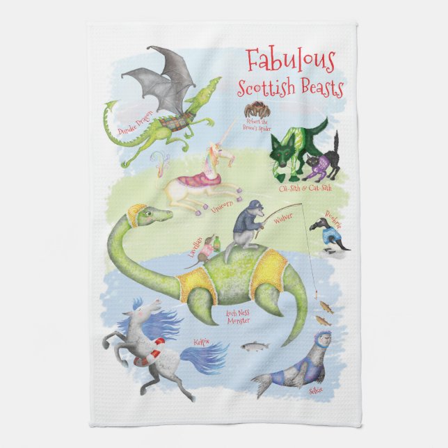 Fabulous Scottish Beast tea towel Kökshandduk (Vertikal)