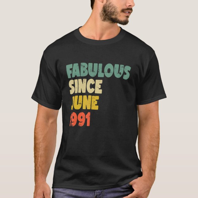 Fabulous sedan juni 1991 Boy Girl Man Woman Birthd T Shirt (Framsida)