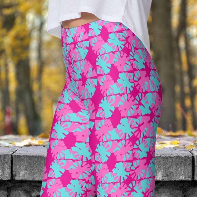 Fabulous Shock rosa Phase Shift Mönster Leggings (Phase Shift on Hot Pink Leggings)