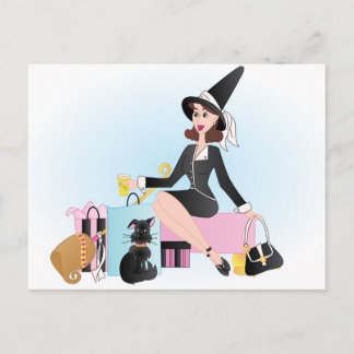 Fabulous Shopping Witch Vykort