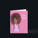 Fabulous Sister African American Grattis på födels Kort<br><div class="desc">Det här söta kortet har en afrikansk amerikansk kvinna med en lush Afro och periwinkle-klänning. Skicka det här coolan med ett varmt meddelande till din syster för att tala om för henne hur mycket du uppskattar henne.</div>