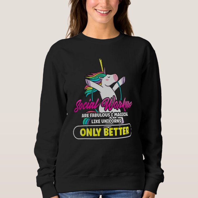 Fabulous Social Worker Magic Unicorns Rainbow T Shirt (Framsida)